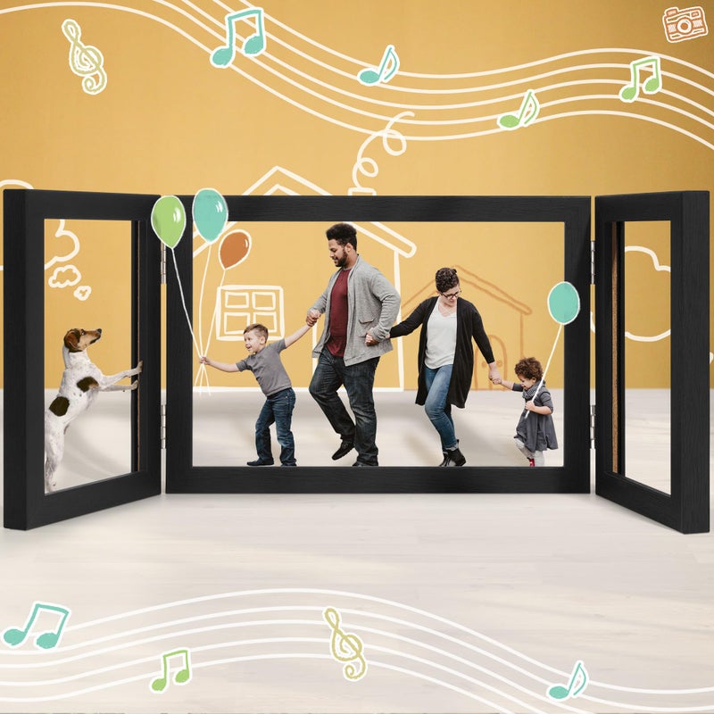 Afuly 5x7 Picture Frame Black 4x6 3 Picture Frames Collage Hinged Folding Triple Photo Frames Home Decor for Wall Desktop Christmas Wedding Birthday Gifts for Women Mom Grandma Family, 2*4x6+1*5x7 - Image 5